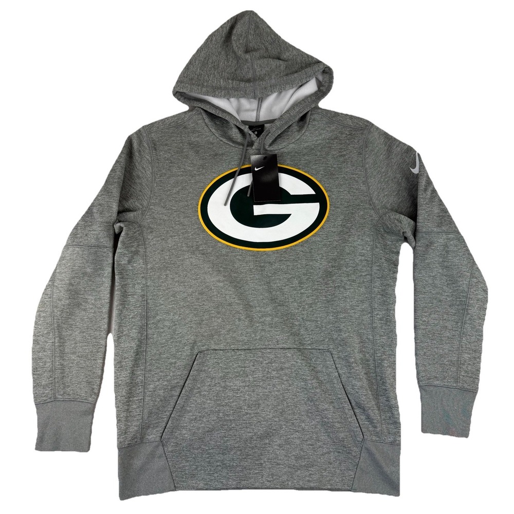 Green Bay Packers‎ Nike Men's Large NFL Football Hoodie Heather Gray w/Green NWT
